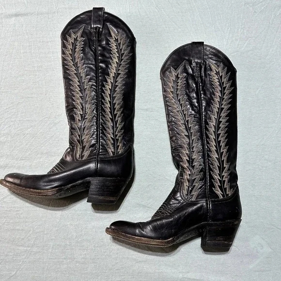 Vintage Larry Mahan Women's Boots Size 5.5B 1981 Embroidered Western Cowgirl
